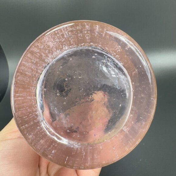 Tall Art Glass Vase Bottle Shaped Light Pink Clear Top With Air Bubbles All Over - Picture 8 of 14